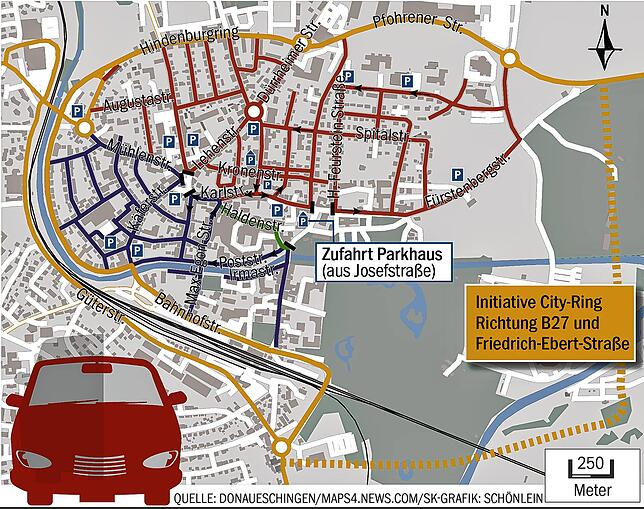 Der Cityring soll um die Stadt führen – im Norden und Osten über die Bundesstraße und die Innenstadt soll in zwei Bereiche geteilt ...