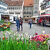 12 Uhr mittags auf dem Wochenmarkt: So übersichtlich ist es samstags um diese Uhrzeit auf der Hofstatt eigentlich nicht.