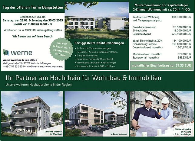 Bild 1: TdoT Firma Werne Immobilien in Dangstetten: Einladung zur Besichtigung der Wohnanlage