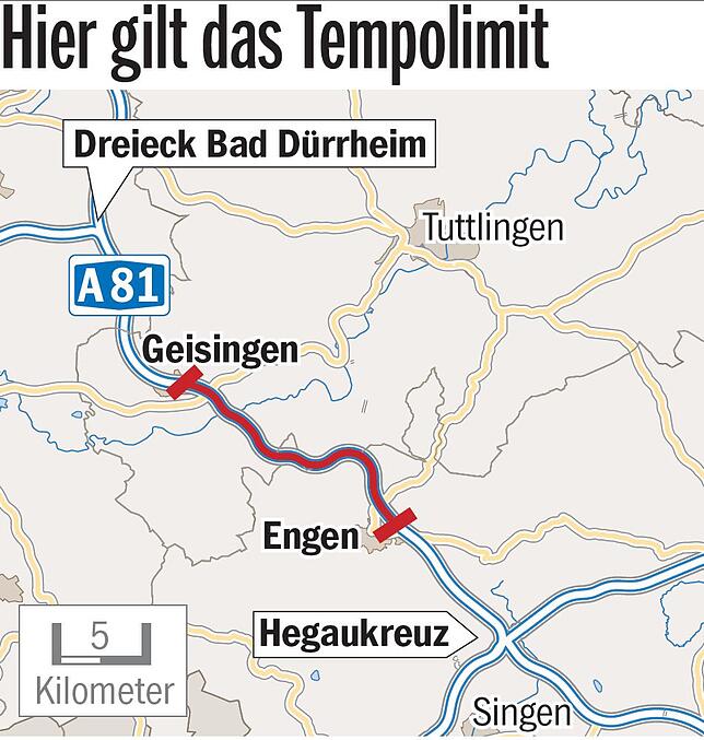 Hier gilt das Tempolimit auf der A 81.