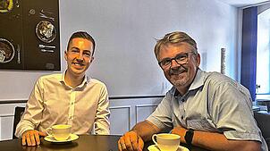 CDU-Landtagskandidat Simon Herzog (links) besucht OB Martin Gruner in Waldshut-Tiengen. Foto: Wahlkreisbüro Simon Herzog