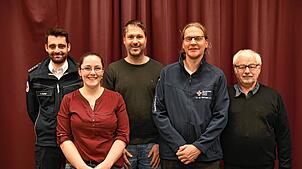 Die Geehrten beim Dankeschön-Essen des DRK Ortsverbandes sind (von links): Bereitschaftsleiter Alexander Harter, Nina Brückmann, ...