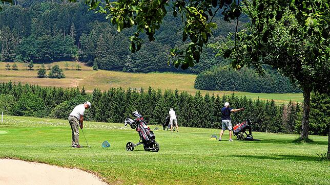 Golf und Insekten: Golfspieler auf dem Golfplatz Rickenbach. Am Wochenende, 24. und 25.¦Mai werden auch Insektenforscher und ...