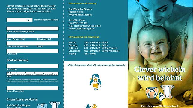 Stoffwindeln statt Wegwerfprodukten: Ein Informationsblatt der Stadt weist auf den neuen Zuschuss hin.