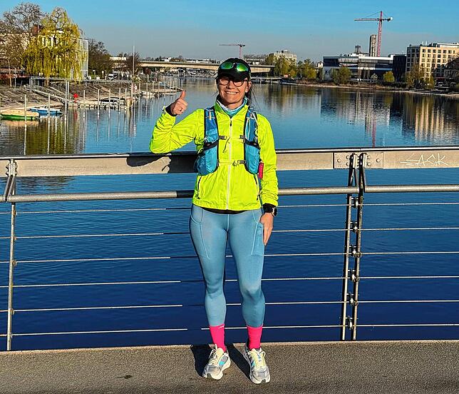 Geschafft: Tanja Ratheisky ist in sechs Tagen um den Bodensee gelaufen.