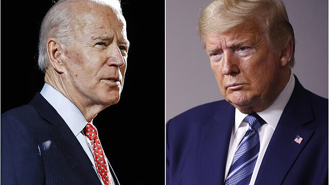 ARCHIV - 06.04.2020, USA, ---: KOMBO - Joe Biden (l), der ehemalige Vizepräsident der USA und  Präsidentschaftsbewerber der ...