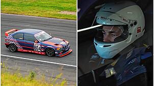 Beim NATC Youngster Cup in Oschersleben ist Oskar Müller (rechts im Cockpit, links auf der Strecke) am Rennsamstag zwei Rennen gefahren ...