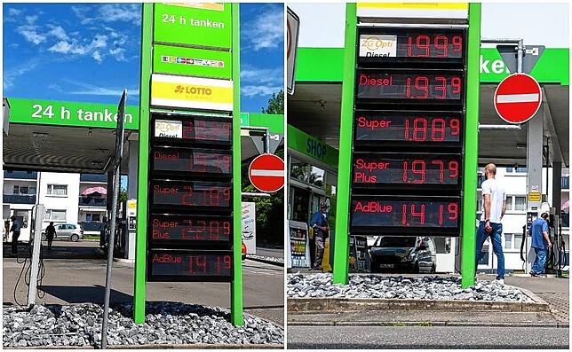 Auch bei ZG Raiffeisen in Singen änderten sich die Tankpreise zwischen 31. Mai und 1. Juni.