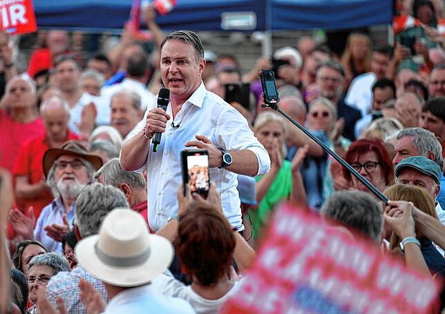 SPÖ-Bundesparteichef Andreas Babler beim Wahlkampfauftakt der SPÖ zur bevorstehenden Nationalratswahl.