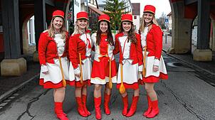 Die weibliche Narrenpolzei gehört zur Löffinger Fasnet schon seit 1936 mit dazu. Heute führen Lea Hansen (von links), Fabienne ...