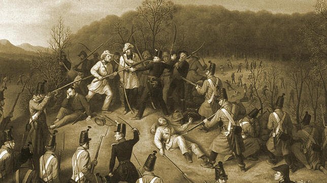 Das Gefecht bei Dossenbach nach einem Gemälde des deutschen Porträtmalers Franz Seraph Stirnbrand.