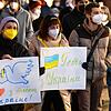 Anastasia Buchorn (gelbe Maske) nahm bei einer Friedensdemonstration in Radolfzell teil. Die Singenerin sammelt Spenden für Menschen in ...