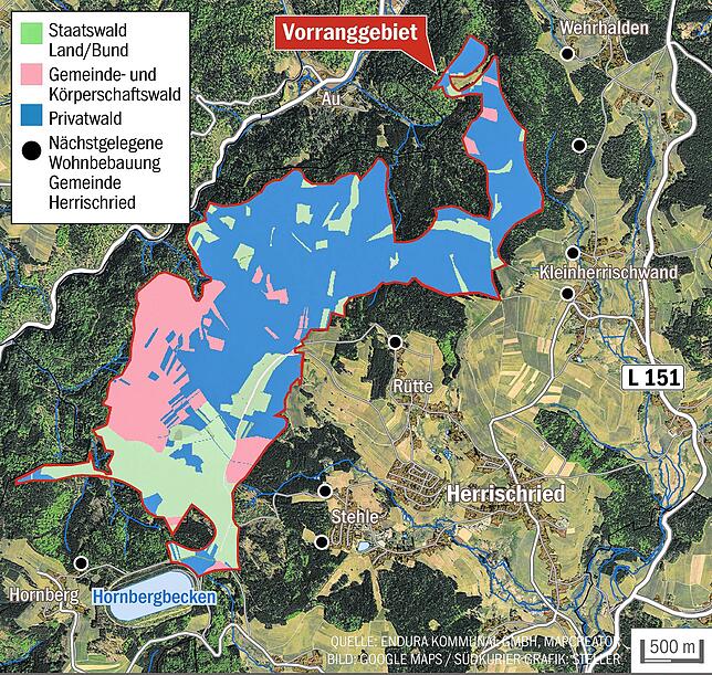 Neben dem Land und vielen Privaten besitzt auch die Gemeinde Herrischried Grundstücke im geplanten Vorranggebiet.