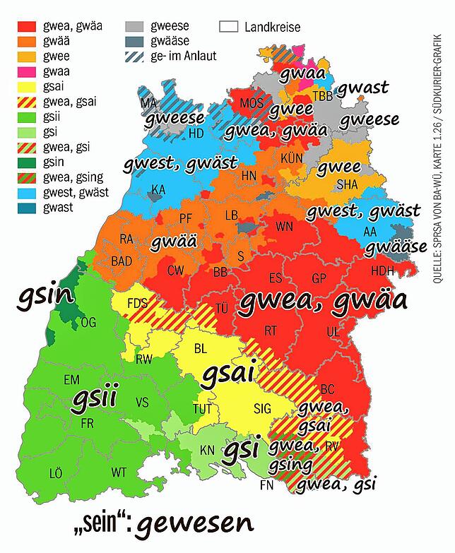 Gwea, gsi oder gsing? Hört sich alles unterschiedlich an, meint aber dasselbe: „gewesen“