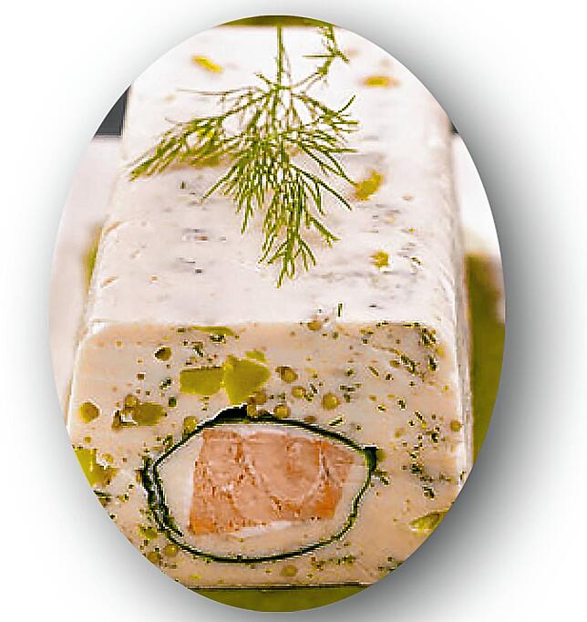 Vorspeise/Fischgang: Zanderterrine mit Lachs und Mango von Dieter Wacker (2017)