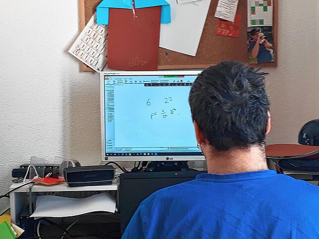 Mathematiklehrer Michael Wild erklärt seinen Abiturienten den Lernstoff derzeit unter anderem in Videokonferenzen. Bild: Privat
