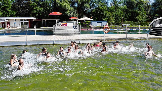 Im Nichtschwimmerbereich des Worblinger Naturbades Aachtal lässt es sich gut planschen.