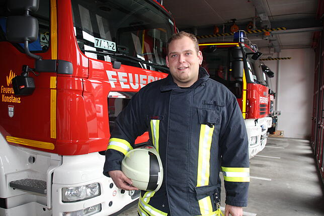 Heiko Auer ist 29 Jahre alt und seit 12 Jahren in der Freiwilligen Feuerwehr von Konstanz aktiv.