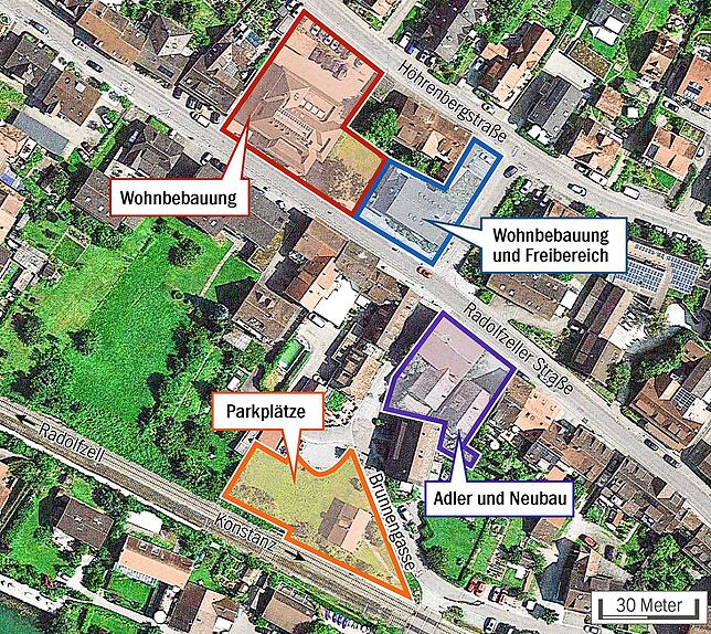 Quelle: Sparkasse Reichenau / Bild: google earth / SÜDKURIER-Grafik: Stach