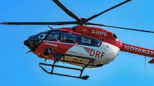 Ein Rettungshubschrauber vom Typ H145 mit der Kennung D-HXFG der Deutschen Rettungsflugwacht (DRF). Hier ein Symbolbild