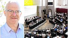 Florian Schmid lebt in Lottstetten ist Schweizer, Präsident der GFGZ und vielseitig engagiert. Rechts: Der Auslandschweizerrat in Aktion.