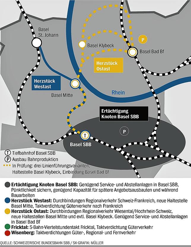 Bild 1: Was bringt das Milliarden-Bahnprojekt &bdquo;Herzstück Basel&ldquo; dem Hochrhein?