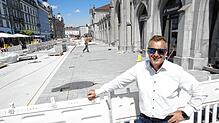Die Umgestaltung des Bahnhofplatzes geht voran. Künftig gelangen die Gäste barrierefrei durch das Hauptportal in das Bahnhofgebäude, ...