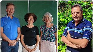 Tassilo Schneider, Dianne White und Gaby Weber (von links) geben Geflüchteten Sprachunterricht. Karl-Heinz Steidle setzt sich im ...