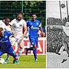 Links: Villingens Anthony Mbem-Som Nyamsi (von links), Schalkes Simon Terodde und Villingens Dragan Ovuka in Aktion im Jahr 2021. ...
