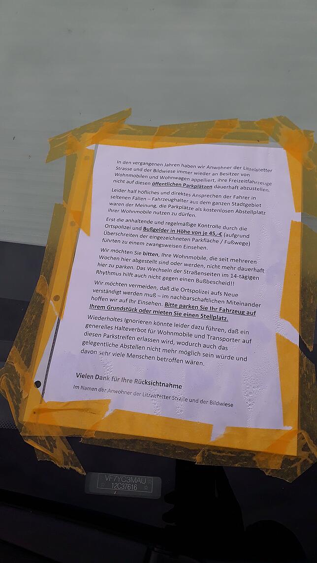 Das Schreiben der Anwohner.