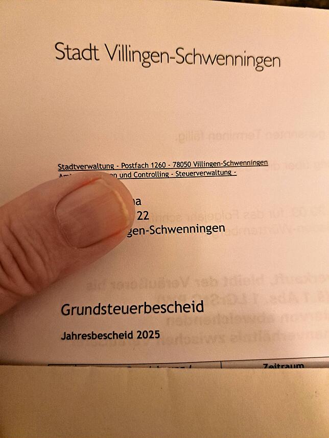Diei Grundsteuerbescheide in VS sind raus. Für manchen sind sie eine wirklich böse Überraschung, andere wiederum zahlen jetzt weniger.