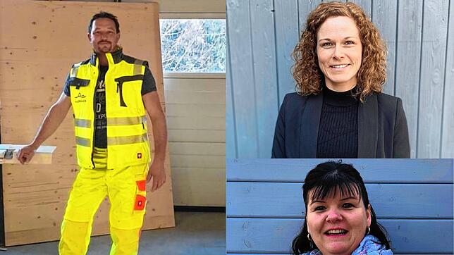 Die Neuen bei der Gemeinde Allensbach: Sven Rothmund ist neu im Bauhof, Sarah Riester (rechts oben) ist bald die neue Standesbeamtin und ...