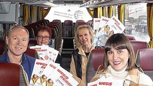 Der neue Jahreskatalog von Wegis-Reisen ist da! Zu neuen und bewährten Reisen laden (von links) Christian Wegis, Michaele Möschler, ...