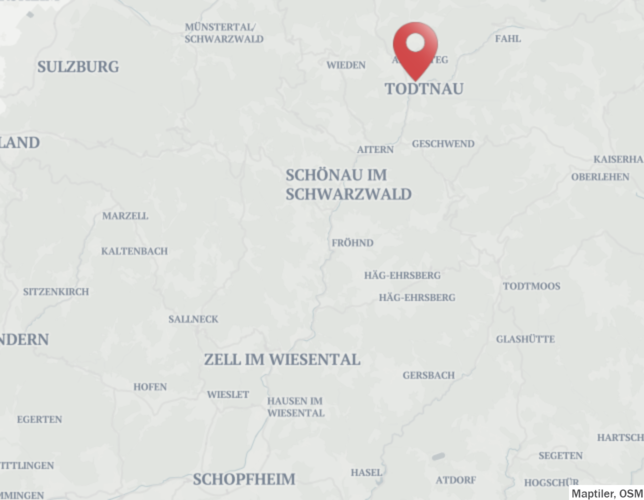 Todtnau im Wiesental. Hier wurde die Leiche des 58-Jährigen gefunden. Rund 25 Kilometer südlich, in Schopfheim, wurde ein ...