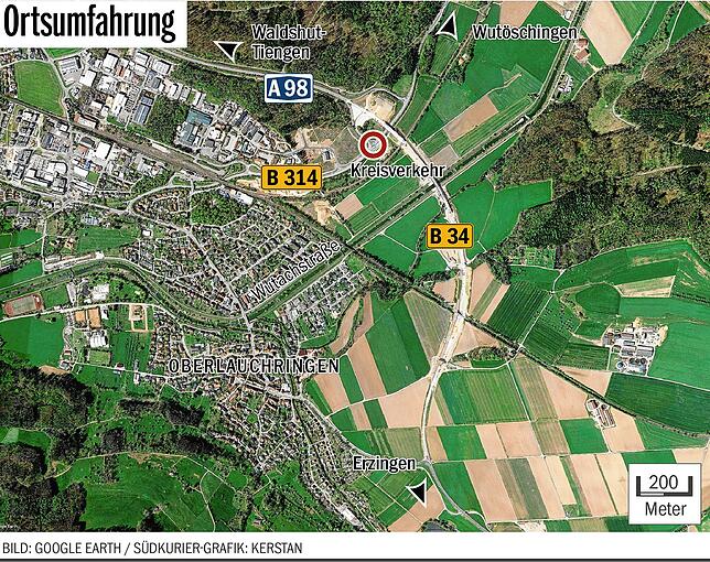 Bild 3: Im Bogen um Oberlauchringen herum: So fährt es sich auf der neuen Ortsumfahrung