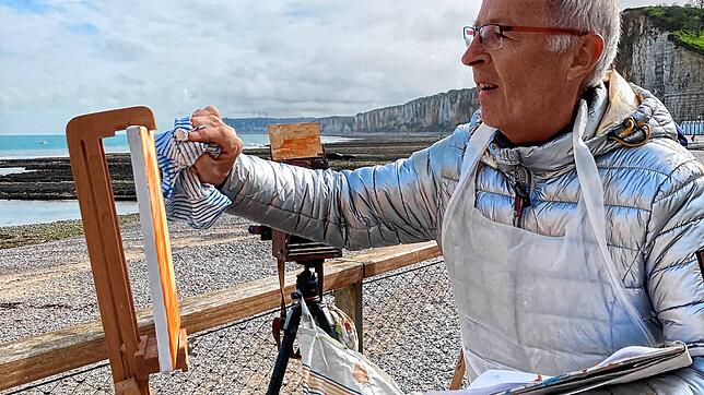 Erste Versuche als impressionistischer Maler am Strand von Yport in der Normandie.