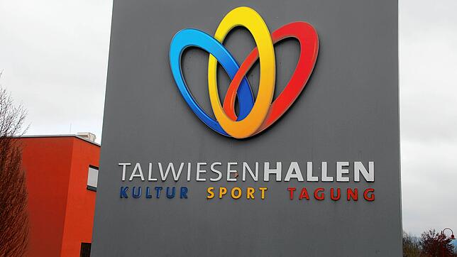 Das Schild der Talwiesenhallen in Rielasingen-Worblingen.
