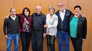 Der Vorstand des Brückenchors Küssaberg (von links): Marcel Constant (Beisitzer), Annette Rodel (Schriftführerin), Rudi Spahr ...