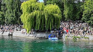 Draußen feiern statt im Club: So voll wie zum am vergangenen Samstag, 31. Mai, zum Campus-Festival ist es im Herosé-Park normalerweise ...