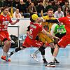 Die HSG Konstanz mit Jonas Hadlich (Bildmitte) verlor gestern Abend in der 2. Handball-Bundesliga gegen die HSG Nordhorn Lingen.