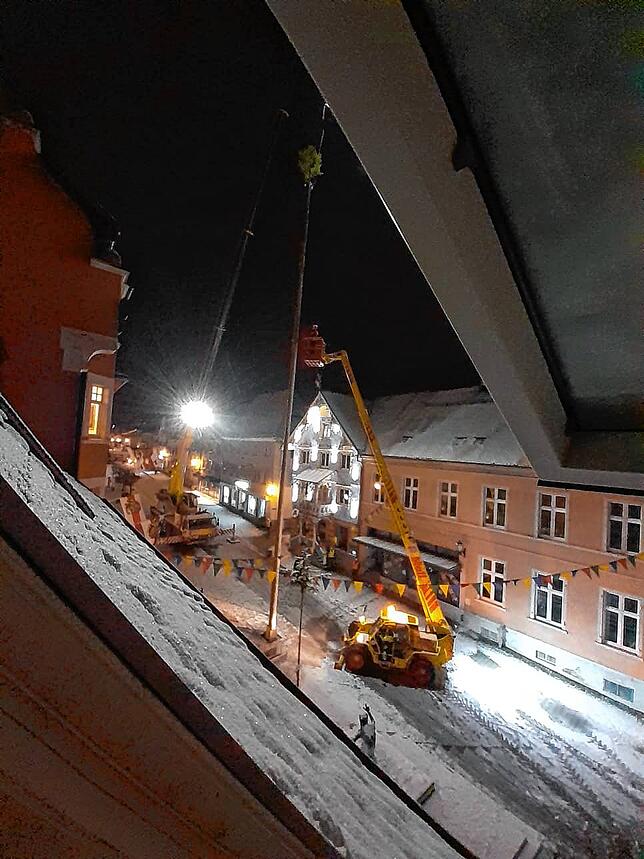 Bild 9: Plötzlich stand der große Narrenbaum! Bilder von der ungewöhnlichen Aktion am Mittwochabend in Stockach