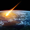 In der Darstellung steht ein Meteorit kurz vor dem Eintritt in die Erdatmosphäre, die den Planeten vor dem Himmelskörpern schützt, weil ...