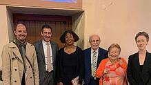 Freude beim Konzert. Von links: Martin Weber, OB Erik Pauly, Patricia Ott, Wolfgang Müller-Fehrenbach, Minia Joneck und Leigh Michelow. ...