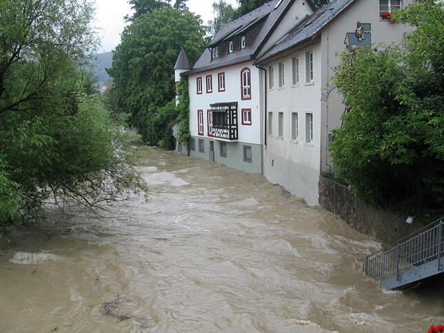 Land unter: Am 12., 15. und 22. Mai 1999 erlebt Bad Säckingen das Jahrhunderthochwasser. Bild: Bad Säckingen