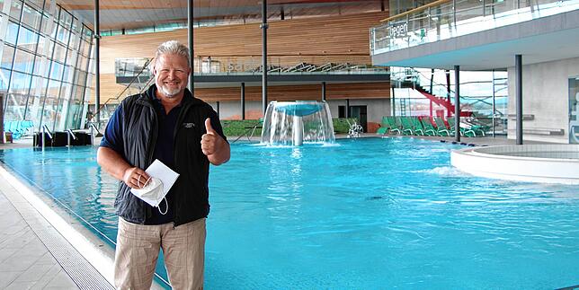 Therme-Betriebsleiter Jochen Birsner freut sich auf die Wiedereröffnung nach der Corona-Pause.
