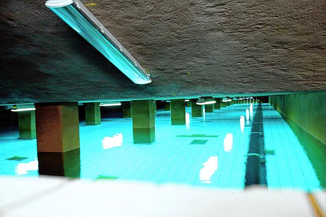 Ein Blick in den großen Hochbehälter der Stadtwerke Bad Säckingen auf der Schneckenhalde. Auch die Wasserversorgung gehört zu den ...