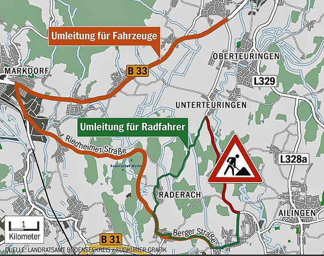 Bild 1: Pendler aufgepasst! Straße zwischen Friedrichshafen und Unterteuringen ab 3. Juli gesperrt