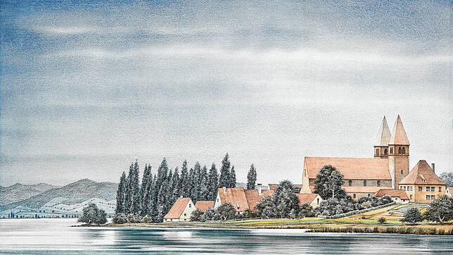 Franz Lenk: &bdquo;Reichenau auf dem Bodensee&ldquo;, 1956.
