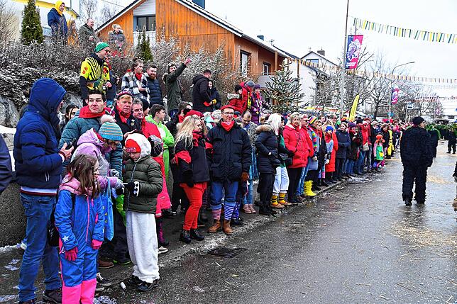 Bild 25: So feiern die Zuschauer am Straßenrand beim Narrentreffen in Dauchingen mit