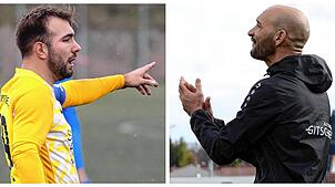 Yannick Stadelhofer (links), Spielertrainer der SG Dettingen-Dingelsdorf und Bahadir Livgökmen, Trainer des SV Denkingen.